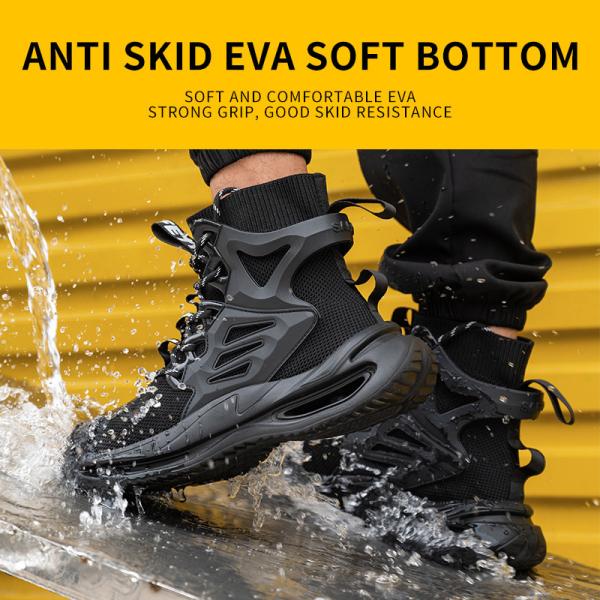 OEM Security Work Boots With Mid-cut Flying Knit Safety Boots And European Standard Steel Toe