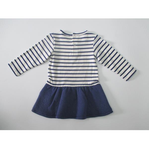 Long Sleeve Pretty Baby Girl Dresses Yarn Dyed Stripe Cotton
