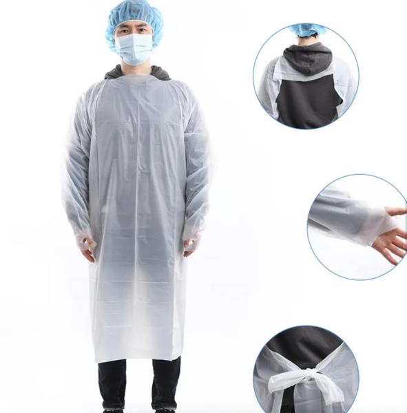 Waterproof Disposable Nonwoven CPE Apron Gowns With thumb Loop CPE gown