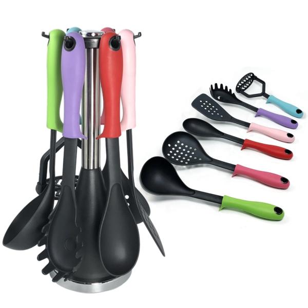 Eco-Friendly Solid Spoon Food Turner Spatula Slotted Spoon Whisk Acacia Silicon Cooking Utensil