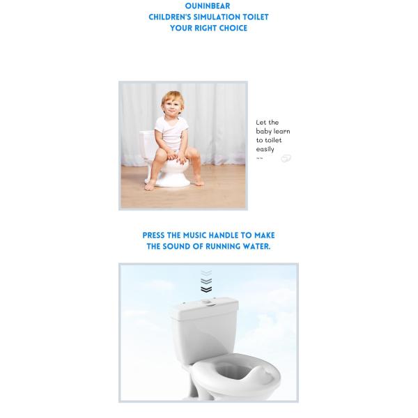Solid Pattern White Blue Pink Baby Training Potty EN71 Test Certification with Flushing Sound