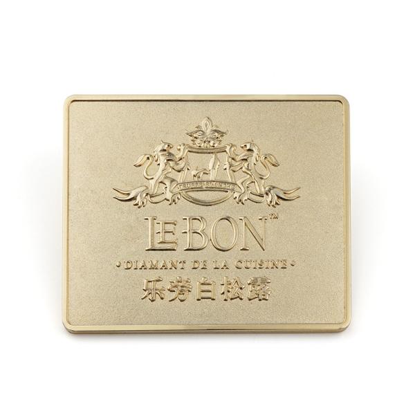 Custom Order Accepted Zinc Alloy Gold Plated Metal Label with Fixed Back Screws