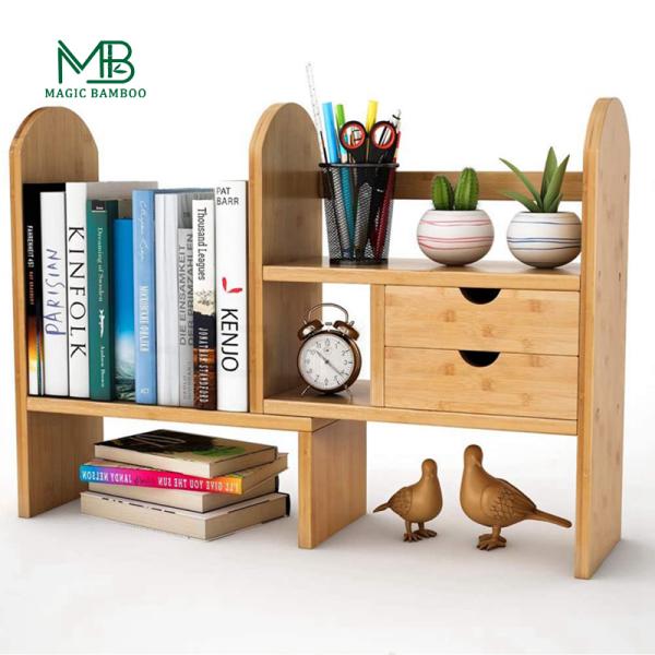 Office Organizer Customized Logo Multifunctional Design Bamboo Wall Counter Storage Rack
