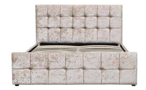 Queen Size Wood Storage Bed Frame Fabric Velvet Modern Upholstered Bed Manufacturer