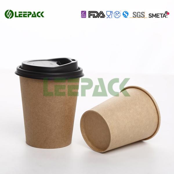 10 oz Eco Friendly  Custom Disposable Kraft Coffee Paper Cups fully HD Printing Wholesale hot drink paper cup with lids