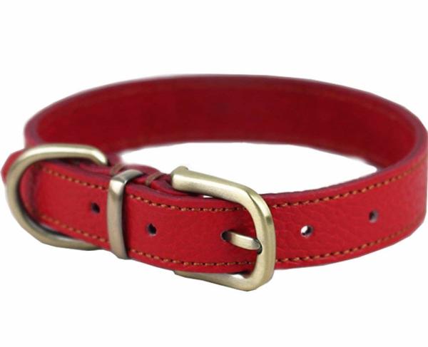3 Colors Option Handmade Dog Leather Leashes , Real Classic Leather Dog Collar