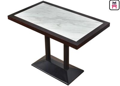 4 Seats Restaurant Dining Table Luxury Marble Inset Wood 4ft*2ft Casting Iron