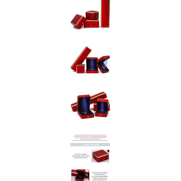 Luxury Red LED Light Up Caja de joyas, Cajas de embalaje de joyas tamaño personalizado