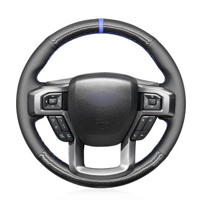 Custom Hand Stitching Carbon Fiber Steering Wheel Cover for Ford F-150 F150 F-250 F-350 F-450 F-550 F-600 F-650 F-750