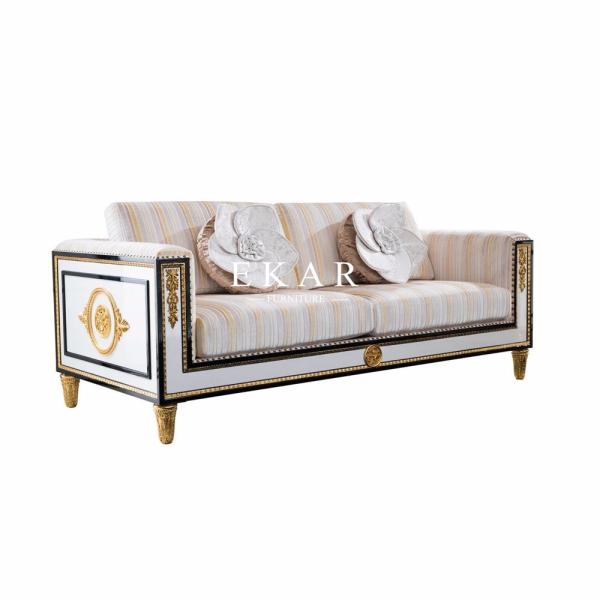 Spanish Style Wooden Design Royal Furniture fabric Upholstery latest modern Contemporary Sofa Set