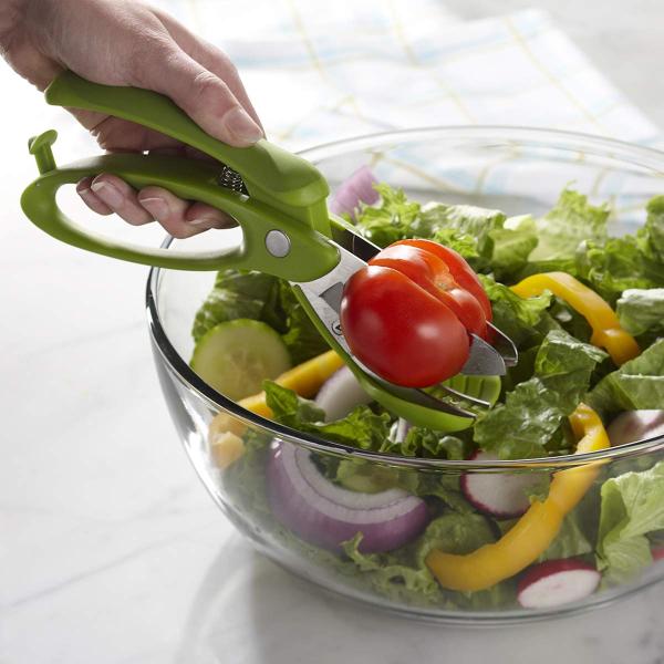 Stainless Steel Fruit Salad Cutting Tools with Multi- PP TPR Handle and Salad Tongs