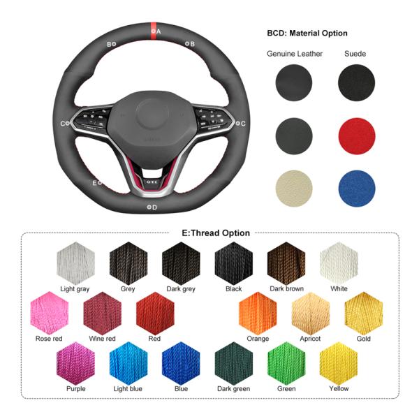 GOLF Suede Steering Wheel Cover for VW Golf GTI GTD GTE R 8 Tiguan Touareg Arteon R-Line