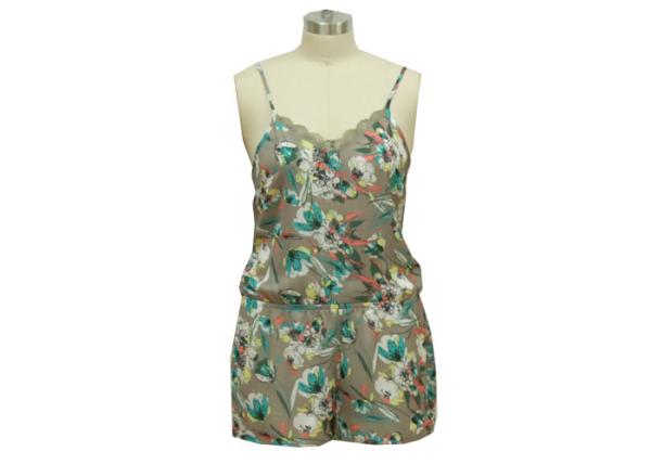 Disperse Printing Womens One Piece Pajamas , Womens Party Jumpsuit Camisole Style