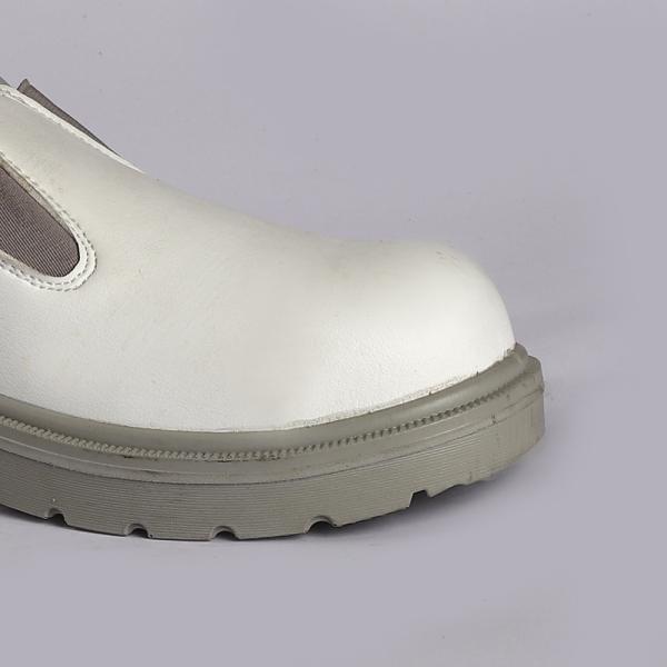 Embossed Leather Brand Safety Shoes White Upper Slip Resistant Worker Men Action PU Outsole