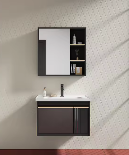 Modern simple aviation aluminum hanging bathroom cabinet