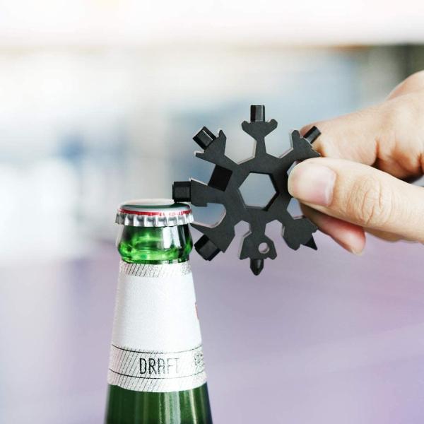 18 in 1 Portable Outdoor Key Chain Bottle Opener Flat Screwdriver Kit Stainless Steel Snowflake Multitool