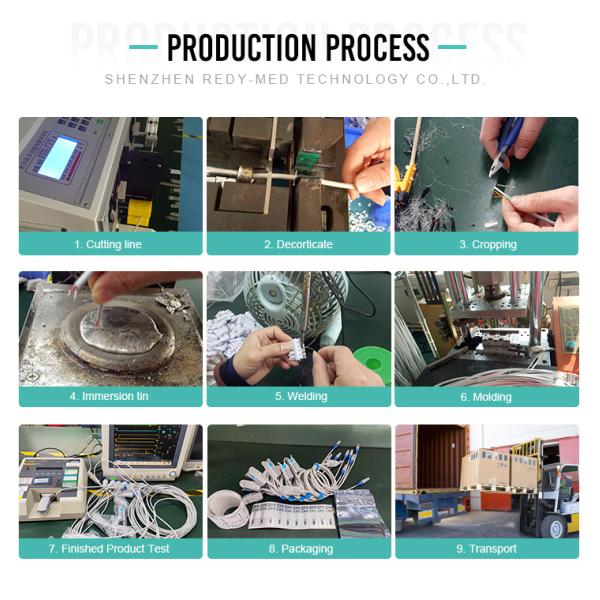 OEM ODM Schiller ECG Holter Cable Grey TPU 10 Leads Banana Cable