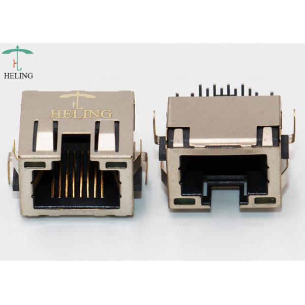 Thru - Hole R / A Shielded PCB RJ45 Jack Ethernet Connector With EMI tabs