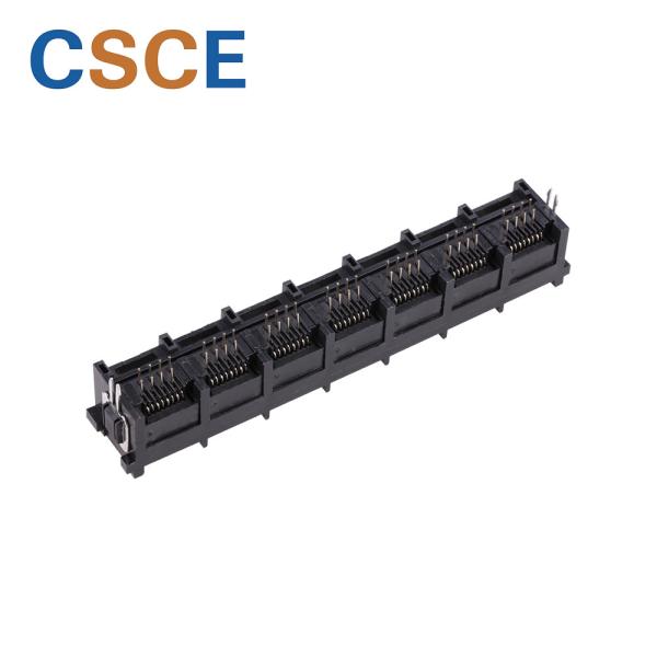 7 Ports 180 Degrees 8P8C RJ45 Multiple Port Connectors Ethernet Interface Without EMI