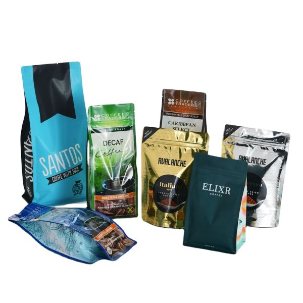 Customized Coffee Bag 500g 12oz 16oz 32oz Recyclable Biodegradable Bolsas De Cafe Zipper Lock Flat Bottom Coffee Bag With Valve