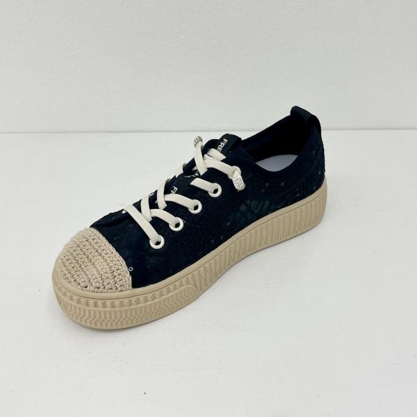 Women comfort black breathable sneakers with mesh upper espadrilles