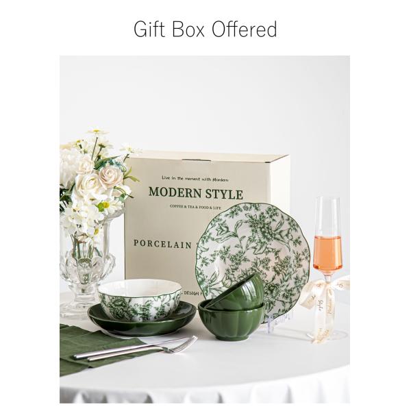 Ресторан Погода Роскошный зеленый керамический ужин с цветочным дизайном