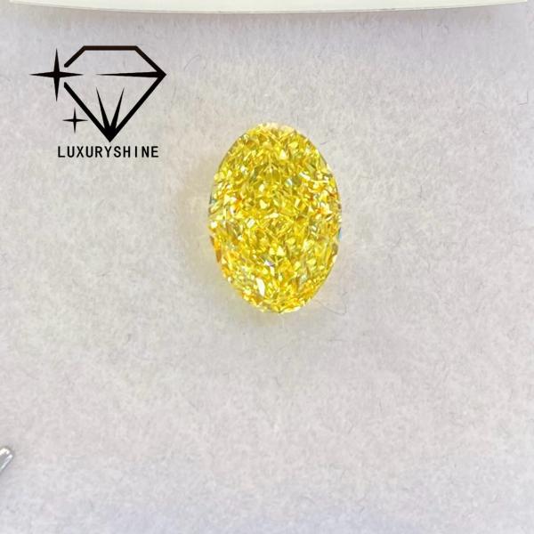 LuxuryShine VVS-VS Diamant de laboratoire Fancy Yellow/Light Yellow/Fancy Intense/Vivid Yellow 1CT 2CT 3CT 4CT 5CT Taille Ovale Excellent Avec Certificat & Bijoux Personnalisés