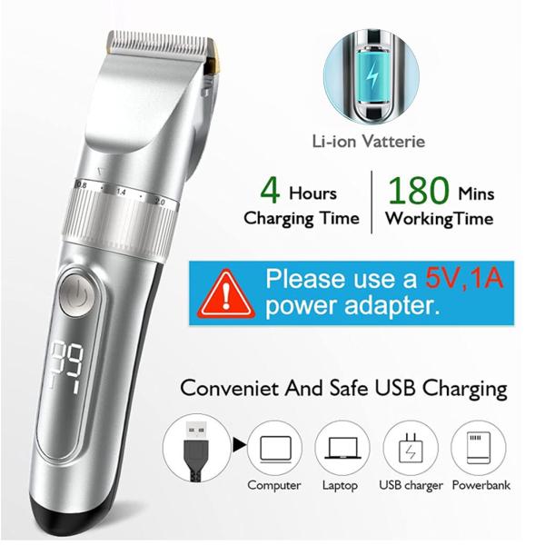 IPX6 Waterproof FCC Hair Trimmer Set For Men Skinsafe Five Speed Adjustment
