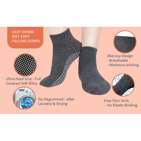 Diabetic Adults Men Women 4 Pairs Unisex Grip Socks for Yoga Home Workout Barre Pilates Hospital Non Slip