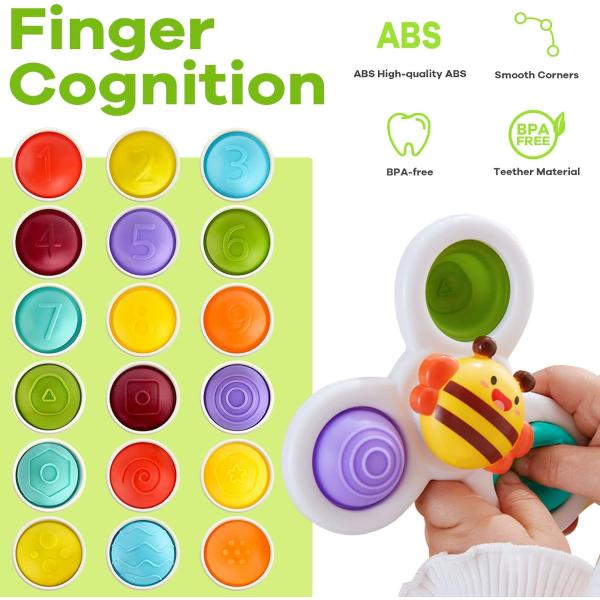 1 2 3 Year Olds Suction Cup Spinner Baby Learning Sensory Toy for Toddlers Unisex Gift Idea