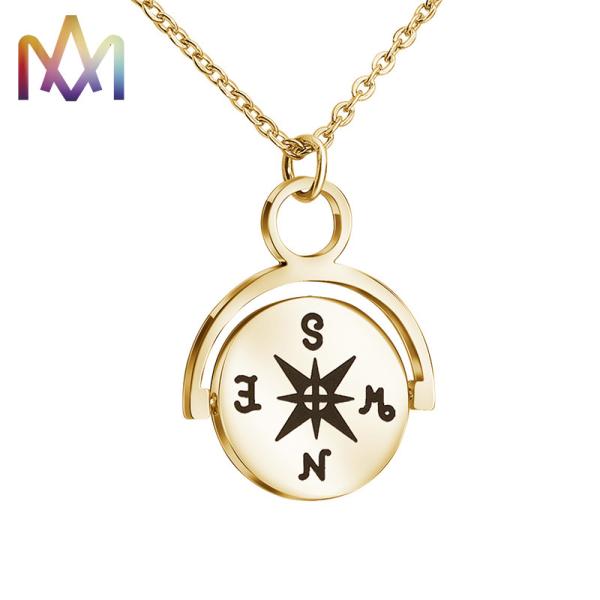 Hypoallergenic SS304 Vintage Compass Pendant Necklace