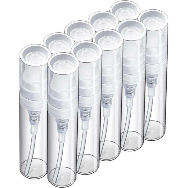 3ml Mini Spray Bottle, 10 Pack 3ml Mini Clear Plastic Spray Bottle Empty, Fine Mist Refillable Mini Perfume Bottle