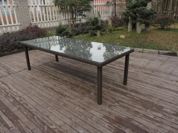 Dark Brown Rattan Garden Dining Sets With Table And 8pcs Arms Chair