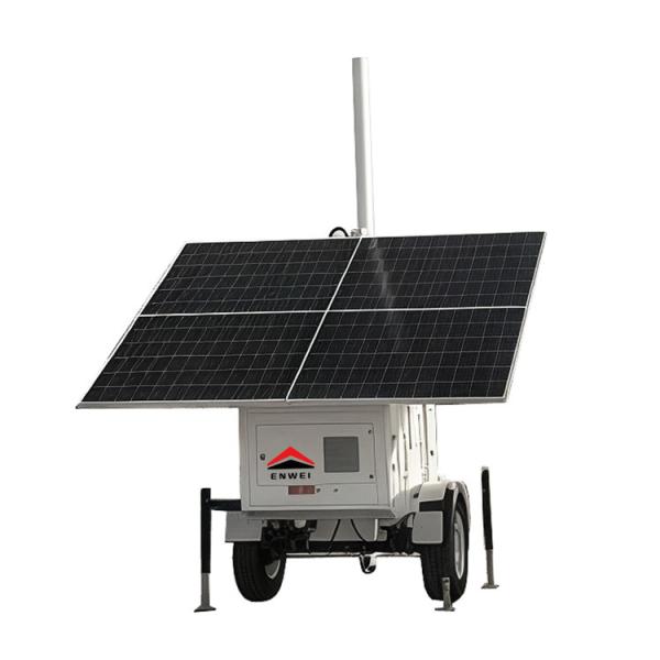 Solar Surveillance Trailer With 6m Manual Mast For Construction Site Monitoring