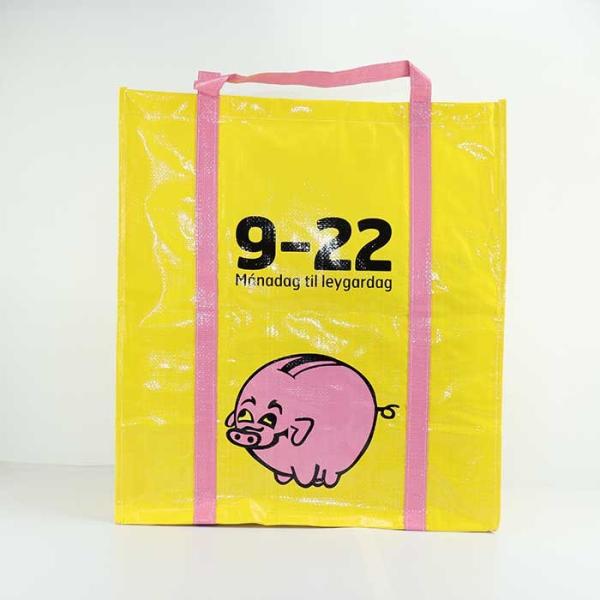 Handled Polypropylene Sewing Reusable Bags Yellow 105Gsm Laminated