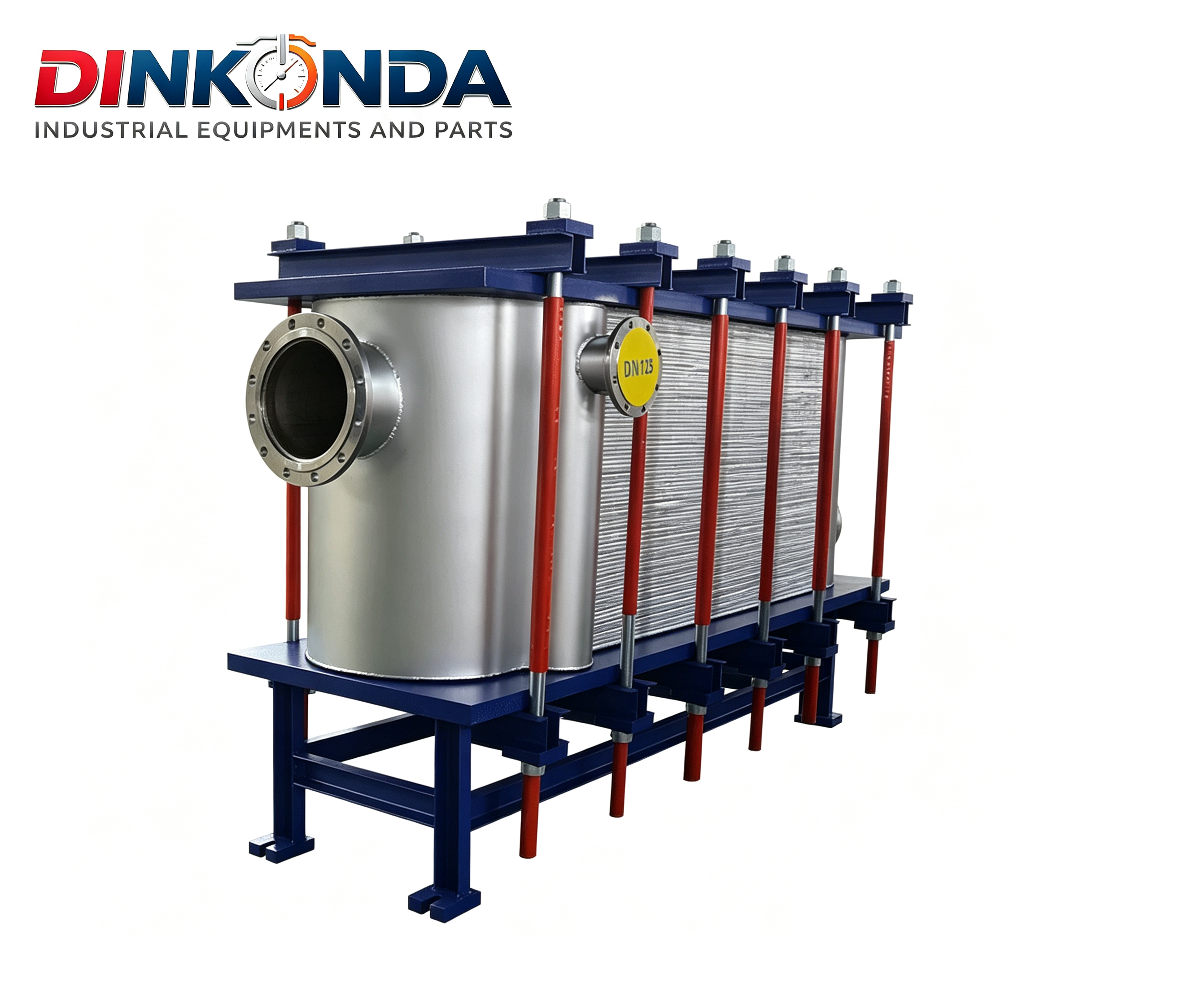 Heat Transfer Crossflow Frame HVAC Plate Heat Exchanger Cylindrical Collector Head