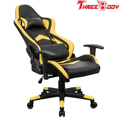 Player Seat Race Car Office Chair , Comfortable Bucket Seat Office Chair Black And Yellow