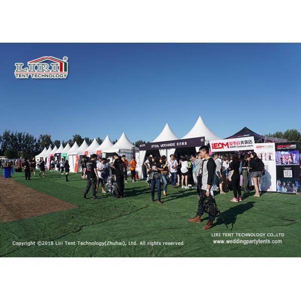 5 X 5m Windproof Aluminum Pagoda Gazebo Canopy Tent With White Plain PVC Sidewalls