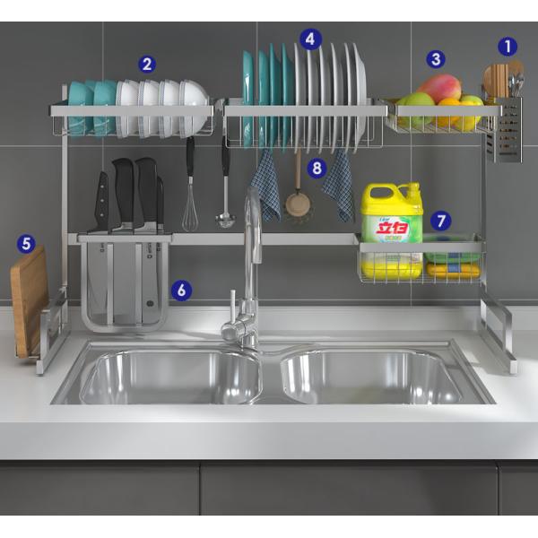 Polishing Sink Drying Rack 20 Inch Height , Rust Free Kitchen Dish Rack Over Sink