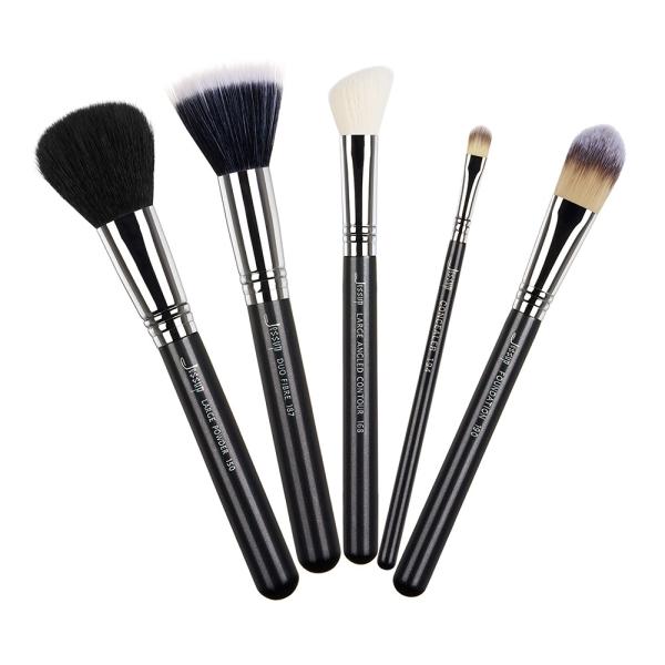 Jessup 5 Piece Makeup Brush Set Synthetic Hair For Travel Home use