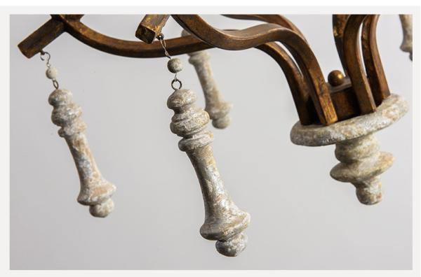 Wood teardrop Iron bronze chandelier for Living room Bedroom (WH-CI-72)