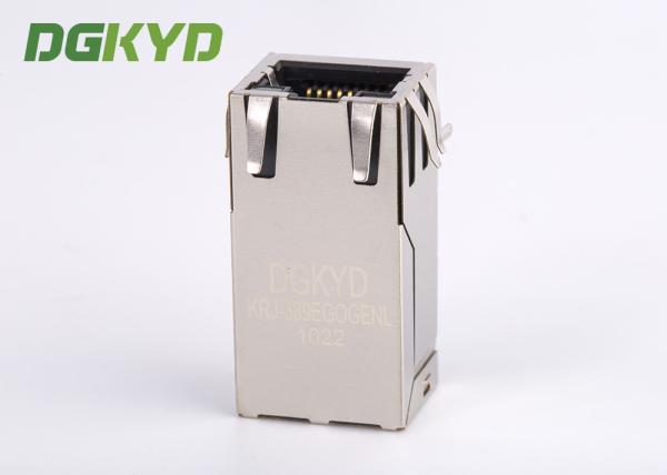 12 Pin Shielded 1000 BASE - TX Industrial Integrated Magnetics RJ45 Connector, Bi-Color LED