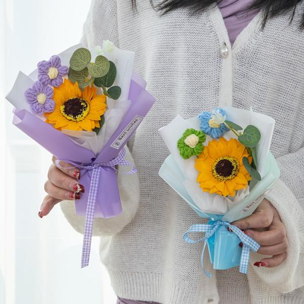 Handmade sunflower puff bouquets, finished flower bouquets, festival gifts
