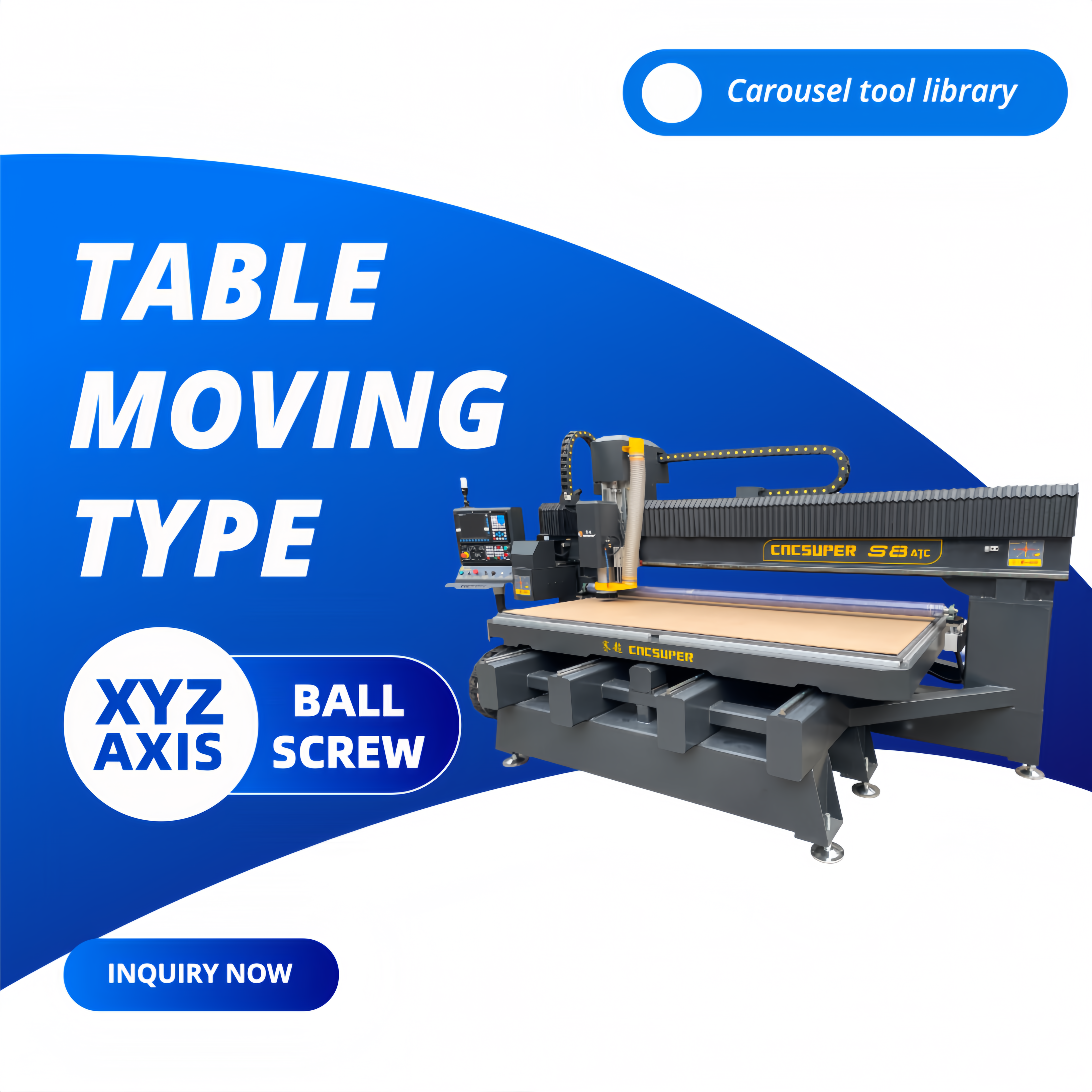 4x8Ft Table Moving ATC CNC Router For Furniture Advertising Mold Medical Equipment