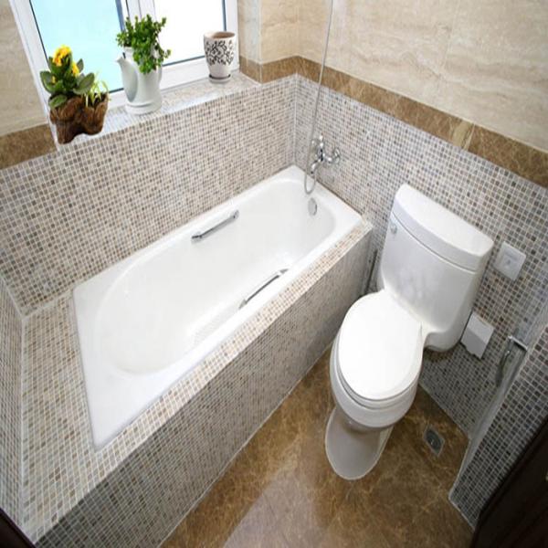 Wood Grain Stone Mosaic Bathroom Sink Splashback Tiles , Bathroom Countertop Tile Morden Design