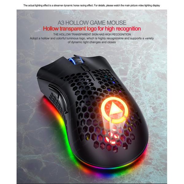 OEM Logo Rechargeable A3 Rgb Wireless Mouse with Silent Keys and Vertical Design
