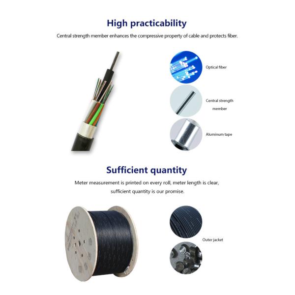 12 Core Fiber Optic Ethernet Cable Outdoor GYTA Armoured For Direct Buried