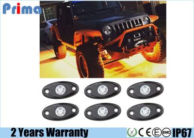 Amber LED Rock Light Kits with 6 pods Lights for Jeep Off Road Truck Car ATV SUV Yellow