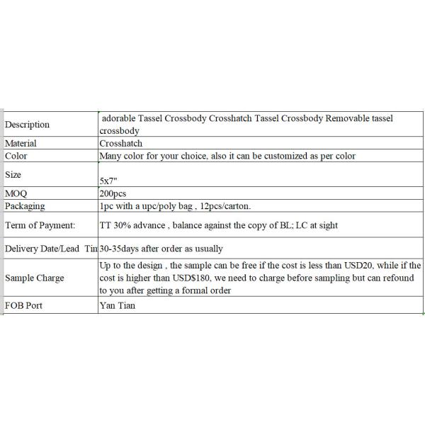 adorable Tassel Crossbody Crosshatch Tassel Crossbody Removable tassel crossbody phone bag