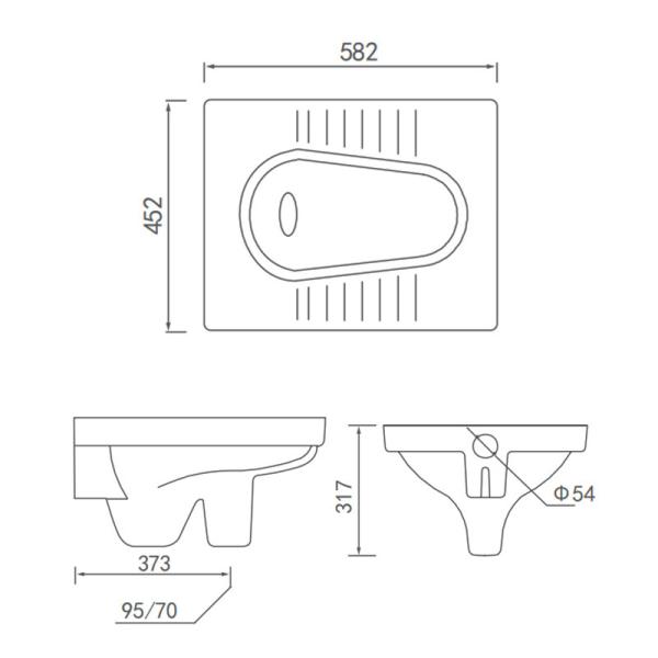 Лоток сидеть на корточках туалета Bathroom, тип уборная 582x452x317mm низкий